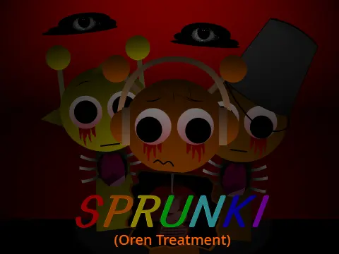 Official logo for Sprunki Oren Treatment V2 game featuring enhanced character design