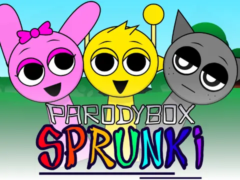 Official logo for Sprunki Parodybox But Sprunki game featuring unique character designs