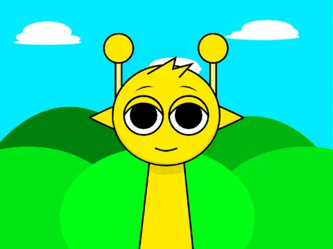 Sprunki Petting Simulator Logo featuring Yellow and Simon characters