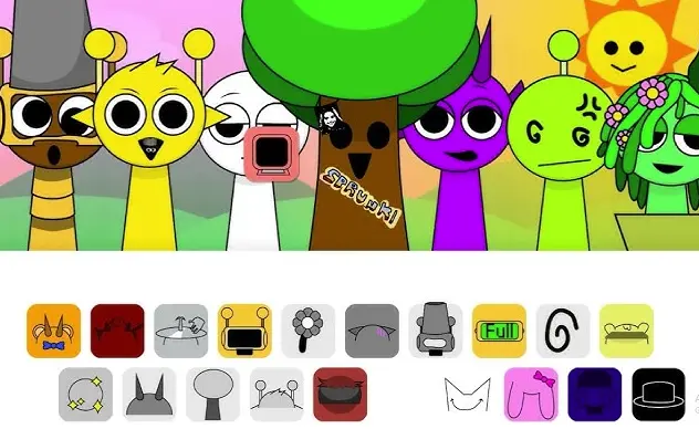 Colorful Sprunki Phase 15 gameplay with 15 characters on stage