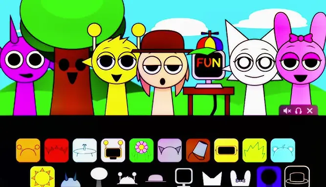 sprunki phase 23 gameplay showing multiple characters