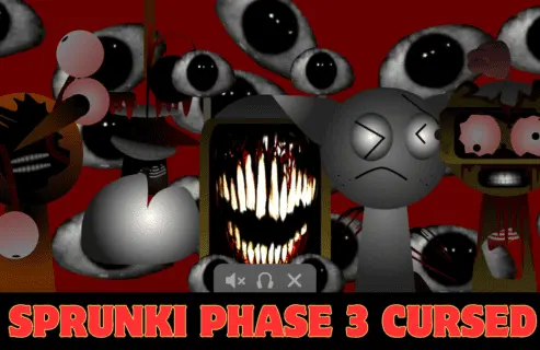 Sprunki Phase 3 Cursed Game Logo - Horror Music Challenge