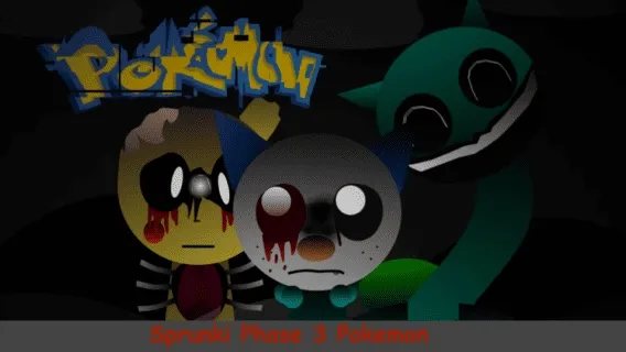 Sprunki Pokemon Edition Logo Pikachu-inspired Sprunki characters making music together