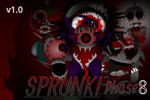 Original Sprunki Phase 8 v1.0 game cover featuring retro 8-bit characters