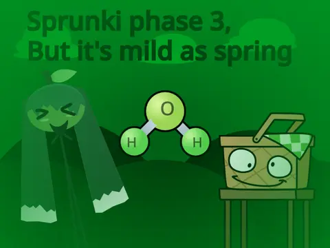 Sprunki Phase Mild as Spring game logo with spring flowers and gentle colors