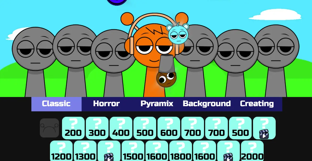 All Sprunki games playable from one colorful menu