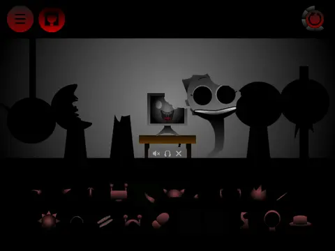 Dark version Sprunki Phase game cover with mature content warning