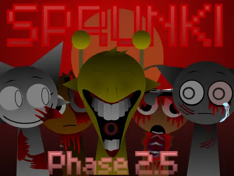 Sprunki Phase 2.5 777 Unofficial Remix Mod Cover Art - Horror themed Sprunki characters with special edition branding