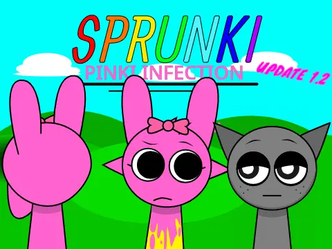 Sprunki Pinki Infection 1.1 game cover featuring infected Pinki character