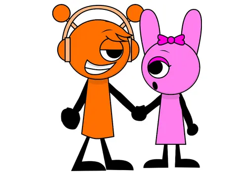 sprunki pinoren game logo - featuring pinki and oren characters