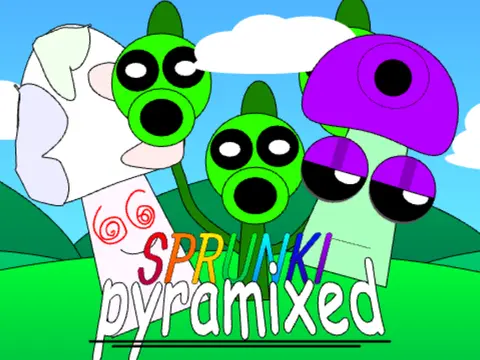 Sprunki Pyramixed 5.9 Remix game cover image featuring remixed characters