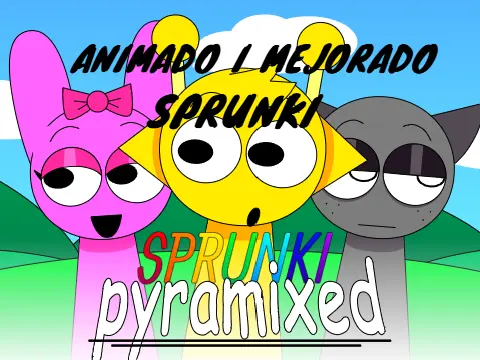 Official logo for Sprunki Pyramixed Mejorado game featuring animated characters