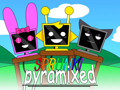 Official logo for Sprunki Piramixed Mr Fun Computer game featuring colorful characters
