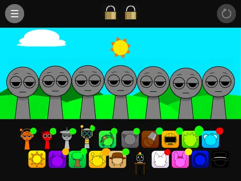 Logo for the remastered remix of Sprunki Pyramix featuring updated character animations
