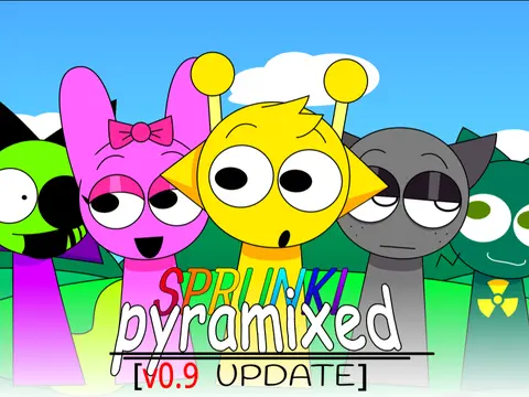 Sprunki Pyramixed v9.0 Game Logo Sprunki Pyramixed Version 9.0 Official Game Cover