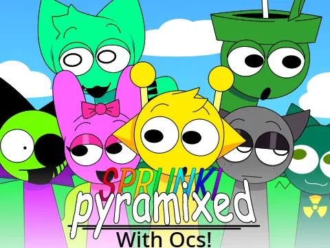 Sprunki Pyramixed With OCs Game Logo featuring custom characters