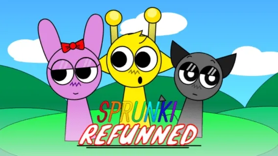 Sprunki Refunned Game Logo - Featuring Remixed Characters