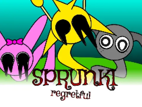 Sprunki Regretful Models game cover art featuring unique character designs