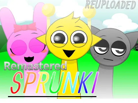 Official logo for Sprunki Remastered Reuploaded game featuring enhanced character designs