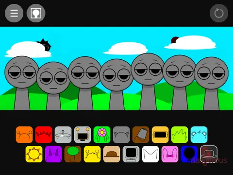 Multi-layered remix version of sprunki game with complex modifications