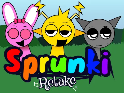Sprunki Retake game logo showing redesigned Sprunki characters in updated poses