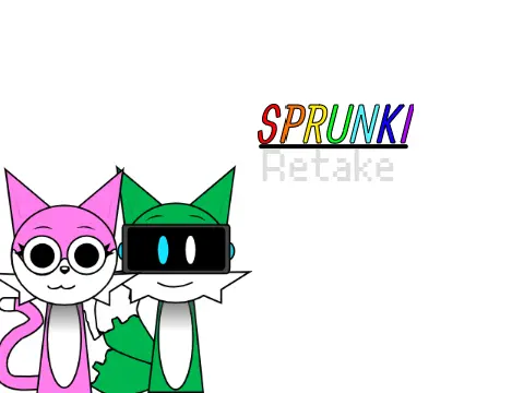 Sprunki Retake game interface showing seven character slots for music creation
