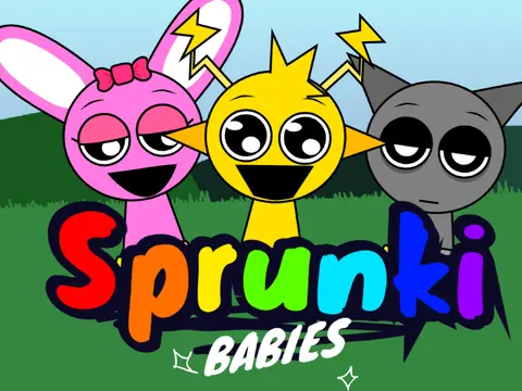 Official logo for Sprunki Retake Babies Horror game featuring scary baby Sprunki characters