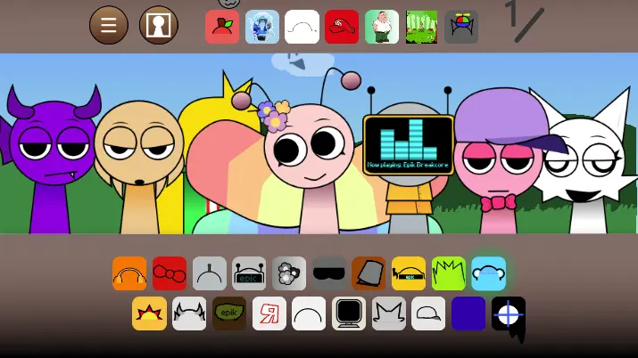 Gameplay of Sprunki Retake But Epic Sprunki Retake But Epic Gameplay Screenshot - Showing new character interactions