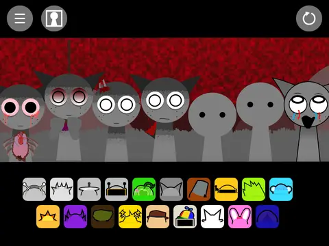 Grey-themed Sprunki characters in a music rhythm game