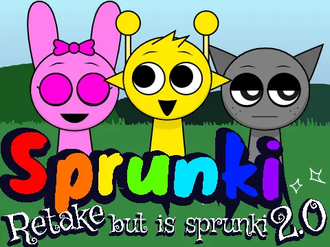 Sprunki Retake 2.0 game cover featuring updated character designs