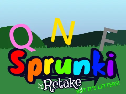 Sprunki Retake But Its Letters logo featuring alphabet-themed characters