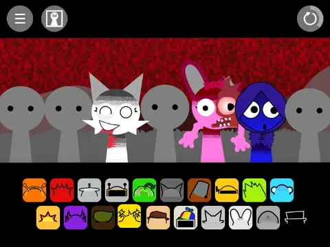 Play custom Sprunki Retake with physics, horror mode changes, and hidden Mr Tree eyes secret