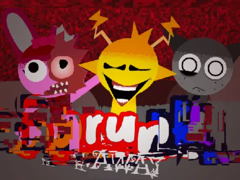 Ruined and corrupted version of Sprunki Retake with glitched graphics
