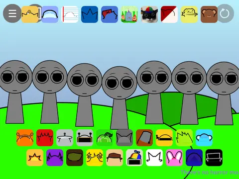 Complex Sprunki Retake interface showing style modifications and missing Black character
