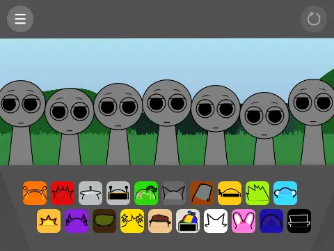 Sprunki Retake Criaturas Sonrientes character with smiling face - Incredibox music game