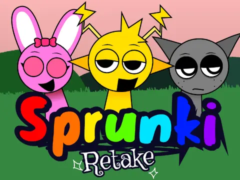 Sprunki Retake Good Ending game logo featuring characters from the Scratch version