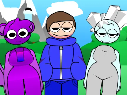 Sprunki Retake Human game cover showing character roster and OC submission system