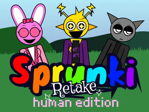 Sprunki Retake Human Edition Official Logo - Horror Game Cover Art
