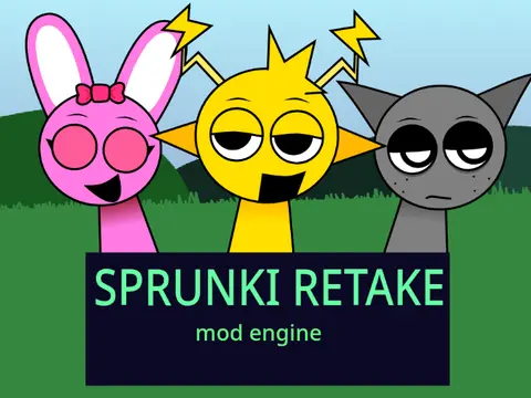 Official Sprunki Retake Mod Engine logo featuring iconic Sprunki character