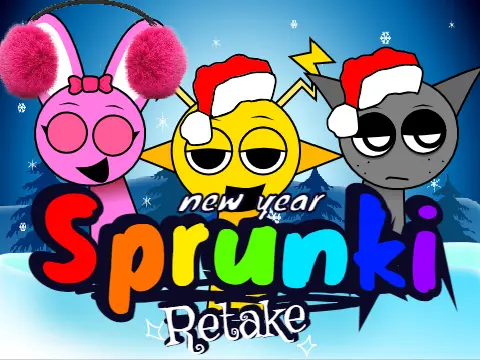 Sprunki Retake New Year Edition Cover Art featuring festive characters