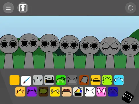 Sprunki characters displayed on virtual television screen