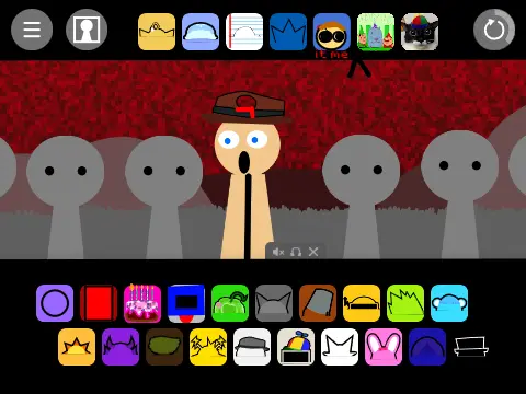 Sprunki Retake Remake Version character with music notes and colorful background