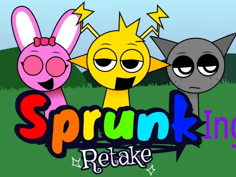 Logo for Sprunki Retake Update Remix V3 featuring character updates