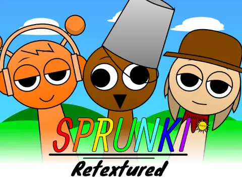 Official Sprunki Retextured game logo featuring redesigned characters