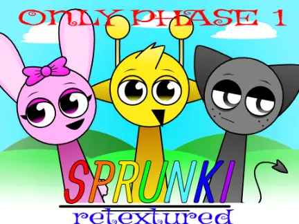 Sprunki Retextured V2 character designs and game interface