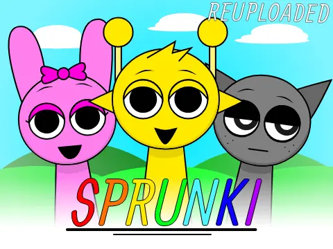 Sprunki Reuploaded v2 interactive squares with character elements and musical interface