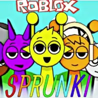 Sprunki Roblox Game Cover - Colorful Sprunki Characters in Roblox World