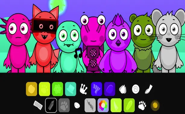Sprunki Scratch Game Interface Sprunki Scratch Gameplay Screenshot - Custom Character Creation