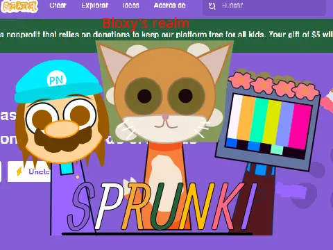 Logo for the Sprunki Scratch Hispano Edition Bloxy's Realm fan reskin mod