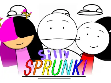 Sprunki Silly Game Logo - Wacky Sprunki Characters in Funny Poses